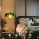 Plug in Pendant Light, Hanging Lights with Plug in Cord, Hanging Light Fixture with Green Glass, E26 Pendant Lighting for Kitchen Island, Bedroom, Dining Room, Living Room