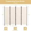 Kokorona 4 Panel Room Divider, 6FT Tall Folding Privacy Screen Wall Dividers, Portable Privacy Screen Freestanding Room Divider for Room Separation, Included - Cover Strips, Beige, 88''W x 71''H