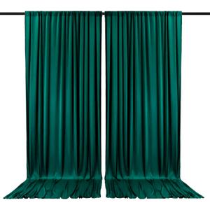 2 Panels Deep Green Backdrop Curtain, 10 x 7 Feet Background Curtains for Parties, Weddings, Baby Showers, Bachelorette Halloween, Christmas Birthday Party Photoshoot Backdrop Curtains Decorations