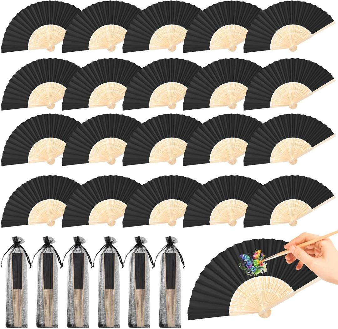 100 Pcs Wooden Wedding Fans for Guests, Paper Wedding Fans Bulk Folding Hand for DIY Crafts Wedding Party Gifts Photography Props