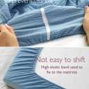 Momcozy Muslin Mini Crib Sheets Fitted - 38''x26'' Pack and Play Sheets for Pack N Play Mattress, 2 Pack Soft & Breathable Natural Cotton Non Slip Bed Cover for Boys, Girls, Grey Blue