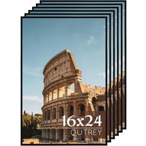 QUTREY 16x24 Poster Frames 6 Packs, Black Frames 16x24 for Wall Gallery, Display 16 by 24 Posters, Photos & Art Prints Vertically or Horizontally