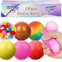 6 Pack Stress Balls for Adults, Large 2.36 Squishy Sensory Balls Set Fidget Toys, Suqish Squishies Squeeze Balls for Stress Relief, Anxiety Relief & Focus