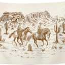 TOMPOP Tapestry Ranch Wild West Desert Sketch Western Landscape Home Decor Wall Hanging for Living Room Bedroom Dorm 60x80 Inches 