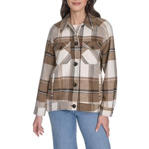 Levi's Women's Zoe Relaxed Wool Shirt Jacket, Brown Multi, Medium