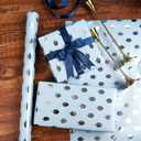 3 x The Dreidel Company 2-Pack Metallic Hanukkah Dreidels Theme Gift Wrap Design, Chanukah Roll 17.5" X 180" Inch - 15' Ft. Chanukah Wrapping Paper Roll