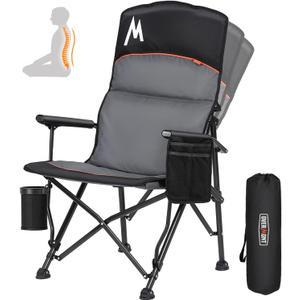 Overmont Camping Chair with Lumbar Support for Adults - Oversized with High Back Supports 450 LBS - Heavy Duty Folding Chair Portable for Outdoor Lawn Patio Balcony with Patent No.: US D1.028.543 S