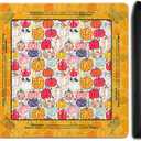 Autumn Pumpkin Mahjong Mat,Fall American Mahjong Game Table Pad, 31.5 x 31.5 x 0.08 inches