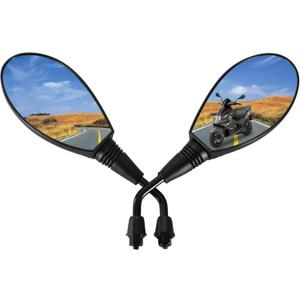 GOOFIT 8mm Clockwise Black Side Rear View Mirrors Replacement for Motorcycle Moped ATV GY6 Touring Bikes Sport Bike Racers Electric Scooter