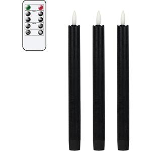 GenSwin Black Flameless Taper Candles with Remote, Halloween Flameless Candles Battery Operated, LED Halloween Candlesticks with 3D Wick for Home Decor(Set of 3, 0.78 x 9.6)