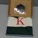 Christmas Stockings with Initials,20 Inches Large Knit Embroidered Letter Green White Christmas Stocking,Monogram Christmas Stocking for Famliy Holiday and Xmas Tree Fireplace (Letter K)