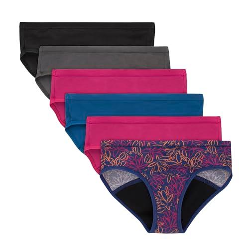 Hanes Girls' Hipster Period Underwear, Comfort, Period. Panties, Moderate Protection, 6-Pack.14