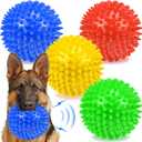 Dog Balls 4.5 Squeaky Dog Toys Spikey Ball for Aggressive Chewers Heavy Duty Teething Large Medium Durable Dogs Balls (4 Pack)