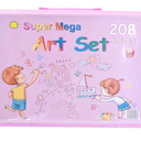 208-piece Drawing Set with Colored Pencils, Crayons, and Watercolors - a Stationery and Drawing Set.(208Pink)
