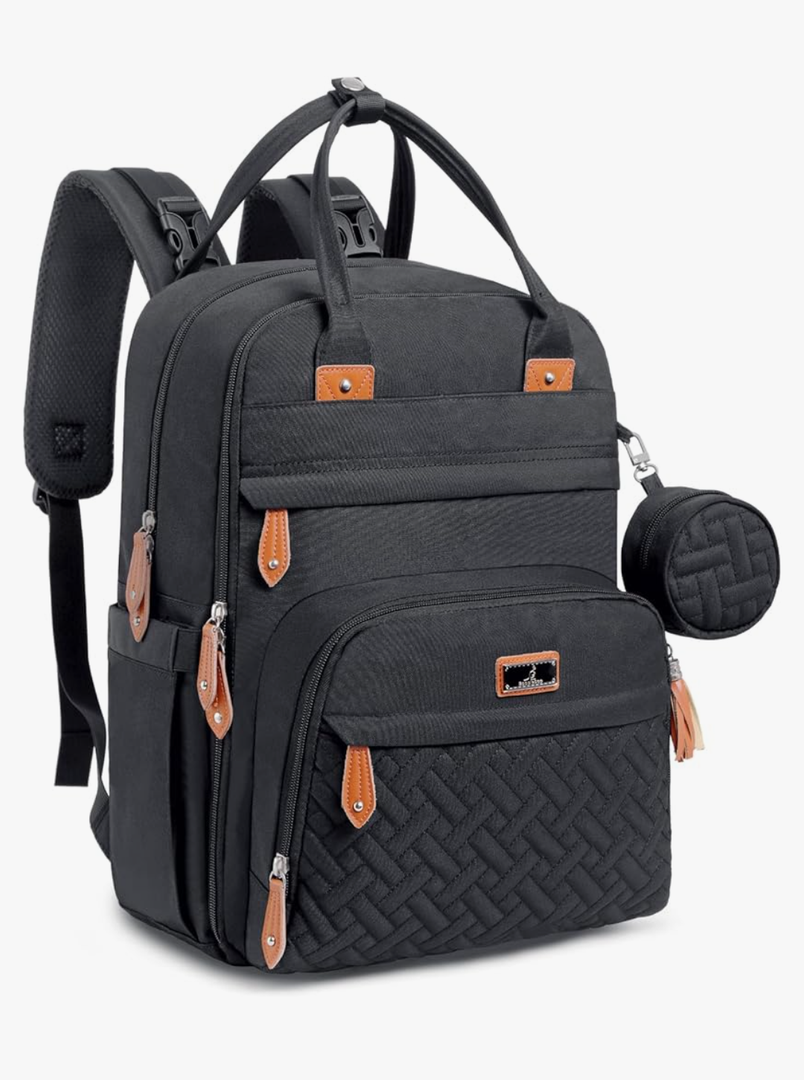 BabbleRoo Diaper Bag Backpack - Baby Essentials Travel Tote - Multi Function Water Resistant Diaper Bag, Travel Essentials Baby Bag with Changing Pad, Stroller Straps & Pacifier Case - Unisex, Black