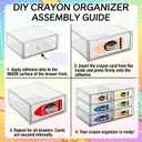 18 Pack Crayon Organizer for Classroom Stackable Crayon Storage Drawers with 24 Stickers Plastic Desktop Pen Art Craft Organization and Makeup Organizer for Classroom Stationery Office
