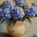 White And Blue Hydrangea Wall Art Hydrangea Flower Pictures Abstract Floral Paintings Elegant Floral Picture Rustic Farmhouse Wall Art Vintage Flowers Painting Living Room Decor 16x24inch No Frame