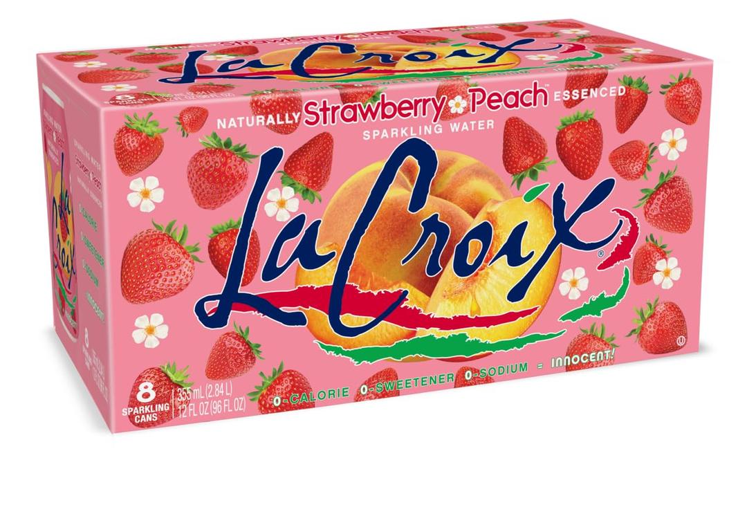 La Croix Sparkling Water, Strawberry Peach, 12 Fl Oz (Pack of 8) (EXP 05/13/27)