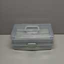 TERGOO 12.5in 3-Layer Multipurpose Craft Organizers and Storage with Adjustable Dividers, Portable Tackle Box, Folding Art & Craft Case for Medicine, Tool, Sewing Organizer (Haze Green) (Large)