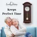 Pendulum Wall Clock - 27 inch Wooden Hanging Grandfather Wall Clock with Pendulum - Real Wood, Quiet, Non-Chiming & Battery Operated for Living Room Decor, Office & Home Dcor Gift