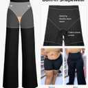 BRXL 2 in 1 Dress Pants for Women Work Tummy Control Shapewear Long Wide Leg Winkle Free Business Casual (Medium, Black)