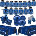 OHOME Graduation Decorations 2026 - Graduation Decorations Class of 2026 - Serve 24 - Blue Plates Tablecloth Napkins Cups Banner - Graduation Party Favors Supplies