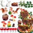 JeVenis Mushroom Woodland Cake Decoration Mushroom Cake Decoration Woodland Animals Cake Decoration Woodland Garden Cake Decoration Woodland Party Supplies Favors, Red