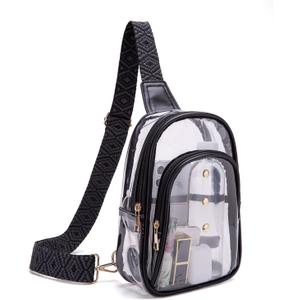 Clear Sling Bag for Stadium Events, Crossbody Bag for Women - Stadium Approved (Black)