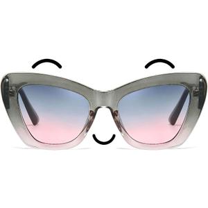 Chicid Oversized Cat Eye Sunglasses Women, Designer Stylish Sun Glasses UV protection for Driving Fishing Outdoor (A02 Gradient Grey Frame/Grey Pink)