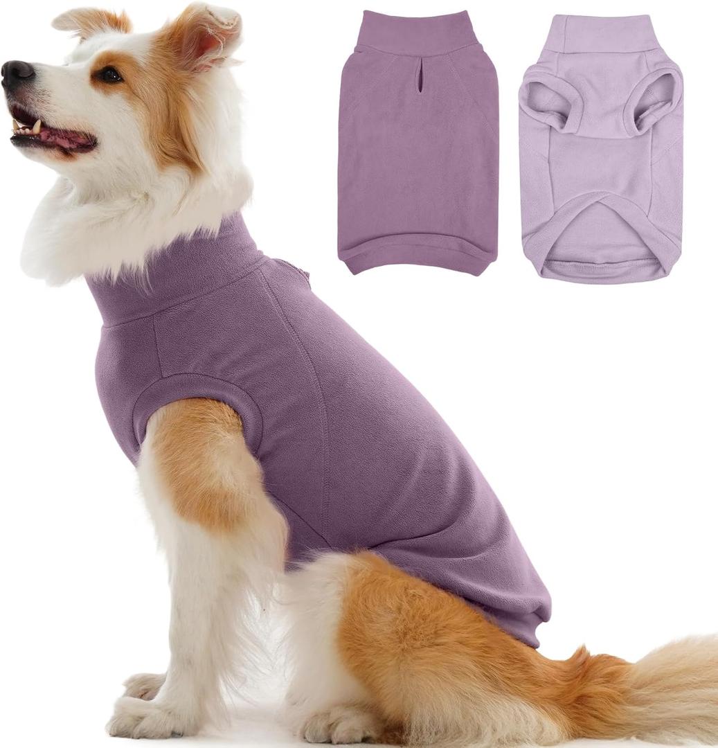 IECOii 2 Pack Large Dog Sweater Fleece - Stretchy & Comfortable, Warm & Soft Dogs Sweaters for Dogs Boy Girl, Pet Coats for Daily Wear, Holiday (Size XXL,Dark Purple & Light Purple)