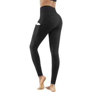 Lingswallow High Waist Yoga Pants - Yoga Pants with Pockets Tummy Control, 4 Ways Stretch Workout Running Yoga Leggings (Medium, Black)