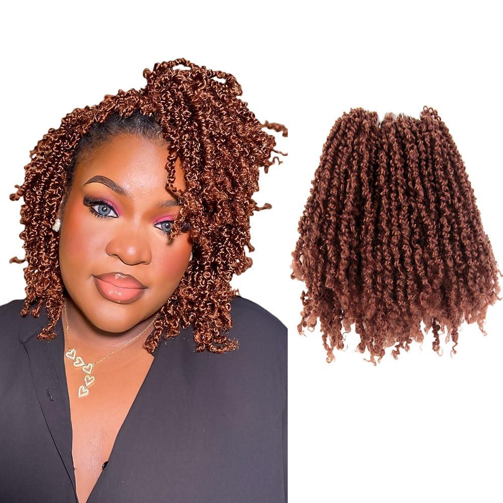 8 Inch 10 Packs Yanky Twist Crochet Hair Pre-twisted Ginger Red Kinky Mini Spring Twist Small Curly Senegalese Twist Braids (350#)