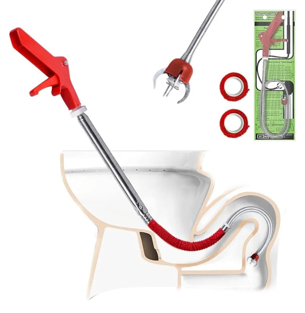 Aozzy 69" Toilet Snake for toilet unclog Toilet Auger Grabber Tool Plumbing Snake for Toilet plumbing Telescoping Toilet Auger Grabber Tool with Claw Picker Toilet Snake for unclog toilet