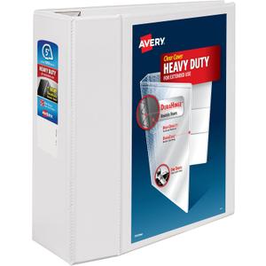 Avery Heavy-Duty View 3 Ring Binder, 5 Inch One Touch EZD Rings, 1,050-Sheet Capacity, 2.3/4.8 Inch Wide Spine, Customizable Clear Cover and Spine, 1 White Binder (79106)