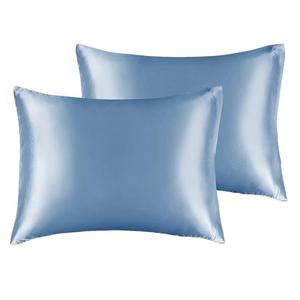BEDELITE Satin Pillowcase for Hair and Skin, Super Soft and Cooling Similar to Silk Pillow Cases 2 Pack with Envelope Closure, Gift for Women Men(13"x18" Toddler Size, Airy Blue)