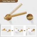Brushed Gold Toilet Paper Holder Set, Stainless Steel Towel Ring, Double Post Pivoting Toilet Paper Holder and Hand Towel Holder Set for Bathroom