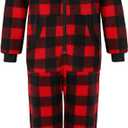 Kidukso Adult Check Onesie Pajamas Comfy Christmas Jumpsuit Zipper Sleepwear Family Matching loungewear for Women Men
