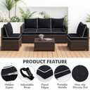 MIULEE Outdoor Seat Cushion Set Black 24 x 24 x 4 Inch Waterproof & Fade Resistant Deep Seat and Back Patio Furniture Cushions with Handle and Adjustable Straps Cushions for Chair Couch