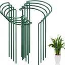 FEED GARDEN 8 Pack Plant Support Stakes, Peony Cages and Supports, Metal Garden Plant Stake(10" Wide x 24" High) Green Half Round Plant Support Rings for Outdoor Indoor Plants, Tomato, Hydrangea