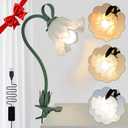 ONXE Clip On Light and Flower Desk Lamp, Flexible Gooseneck Reading Book Light with 3 Color Modes, Night Light for Kids Nursery, Clip on Bedside Lamp for Bed Headboard,Table, Nursery,Dorm (Green-02)