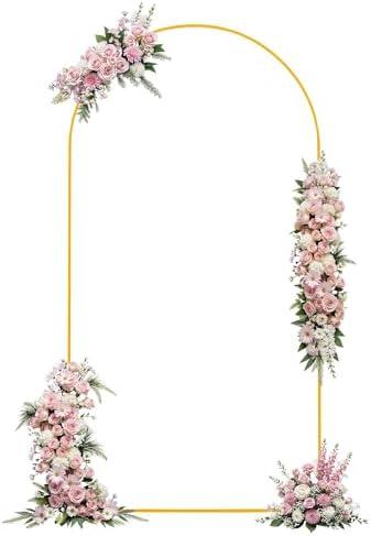 AFDBPXM-Wedding Arch Backdrop Stand, Gold Metal Arch Backdrop Stand for Wedding Bridal Baby Shower Photo Booth Birthday Party Garden Balloon Arch Decoration(gold-6.0FT) (6.0FT)