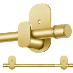 Curtain Rods No Drilling 32 to 86 Inch, HOTOZON 5/8 Inches No Drill Curtain Rods for Windows 55 to 82 Inches(4.5-6.8 ft), Renter Friendly Adjustable Small Drapery Rod for Lightweight Curtains, Gold