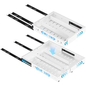 1 Pack Pull Out Cabinet Organizer Expandable (12.4"-20.08")W & (16.26"-22.44")D, No Drill Slide Out Drawer with 3 Slide Rails, 2Pcs Magnetic Panel, Adhesive Roll Out Shelf for Kitchen, Pantry