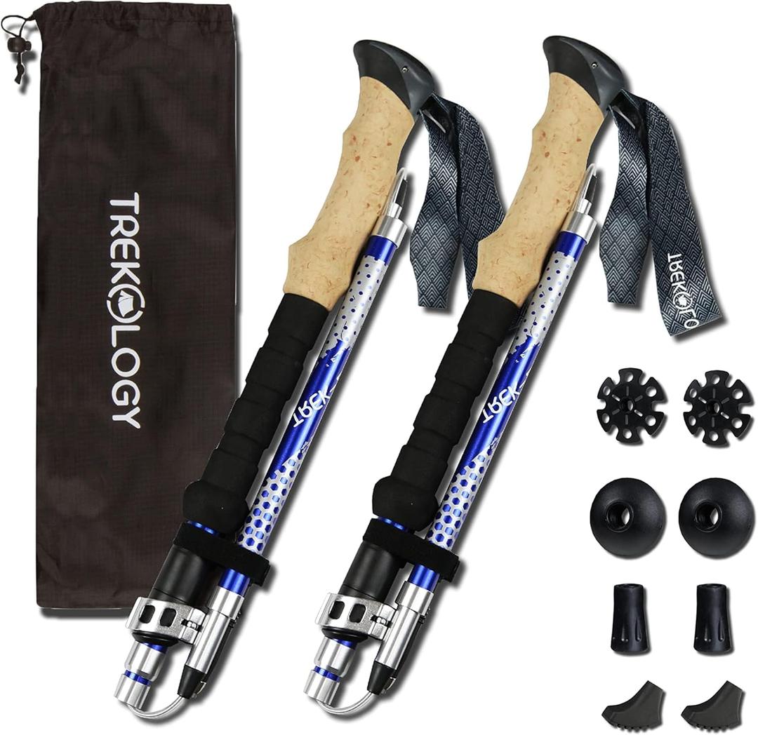 Trekology Trek-Z Collapsible Hiking & Trekking Poles - Balance Support for Seniors, Women, and Men, 2pc Per Set (100-120cm for Height: 411" to 5'10")