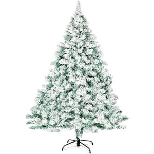 Max4out 6 FT Christmas Tree Snow Flocked Artificial, Full Xmas Tree with 800 Automatically Expanding Branch Tips, Foldable Metal Stand and Hinged Branches, Holiday Decoration for Home, Party, Green