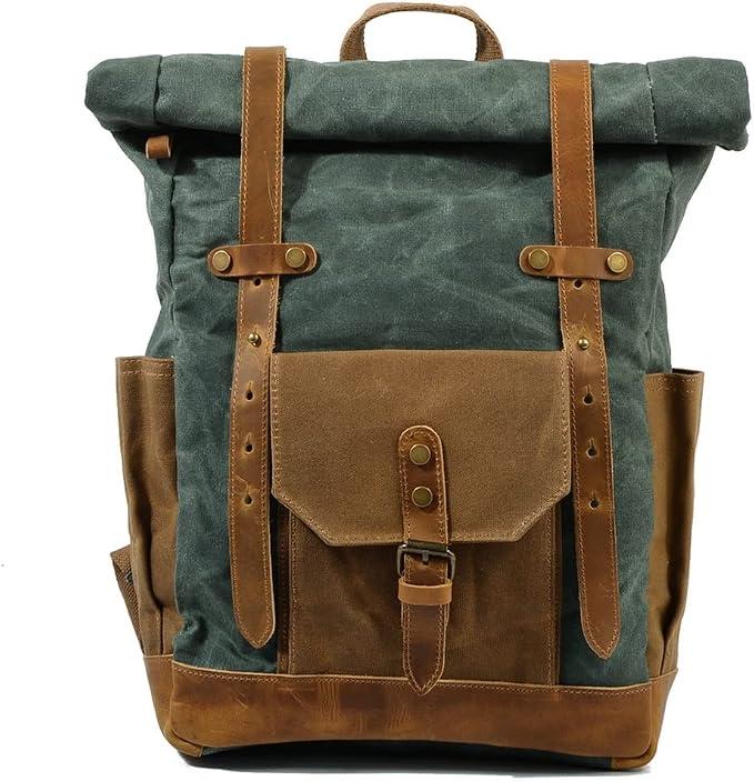 Contrast color canvas travel backpack computer school bag large capacity outdoor women's backpack men's bag backpack (A One Size) (C One Size),C-One Size