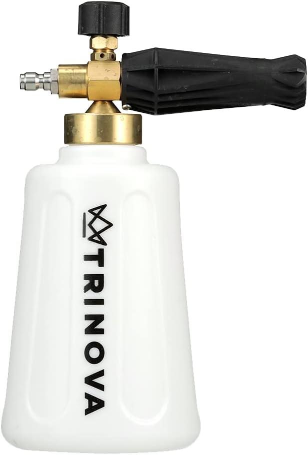 TriNova Foam Cannon for Pressure Washer - Original Wide Neck, Wide Base Heavy Duty Foam Gun for Detailing (White)