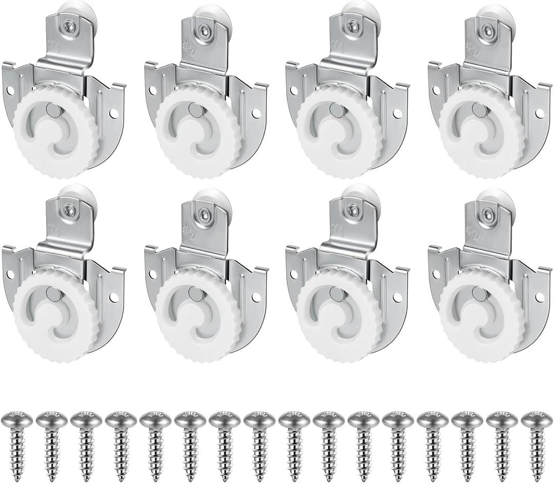 Sliding Closet Door Hardware Set, Sliding Wardrobe Door Hardware Roller Kit Includes Knob Adjustable Door Hooks and Screws, 8 Pack丨Zinc Plated