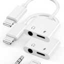 Lightning to 3.5 mm Headphone Jack Adapter, 2 Pack [Apple MFi Certified] iPhone 3.5 mm Headphone Earphone Jack Aux Audio and Charger Splitter Dongle Adapter for iPhone 14 13 12 11 Pro Max XS XR X 8 7