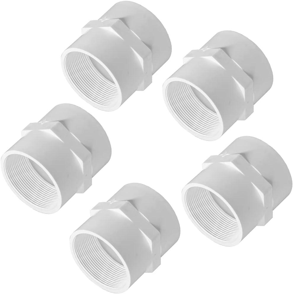 1-1/2" PVC Pipe Fitting Adapter Connector Union Coupling Schedule 40 (Slip Socket x NPT Female Pipe Thread), Pack of 5
